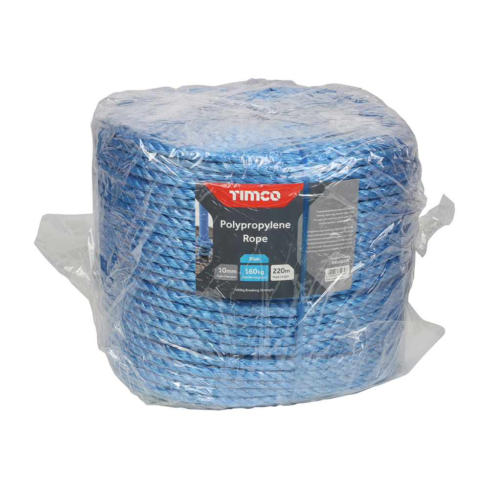 TIMCO Polypropylene Rope Long Coil - Blue (10mm x 220m)